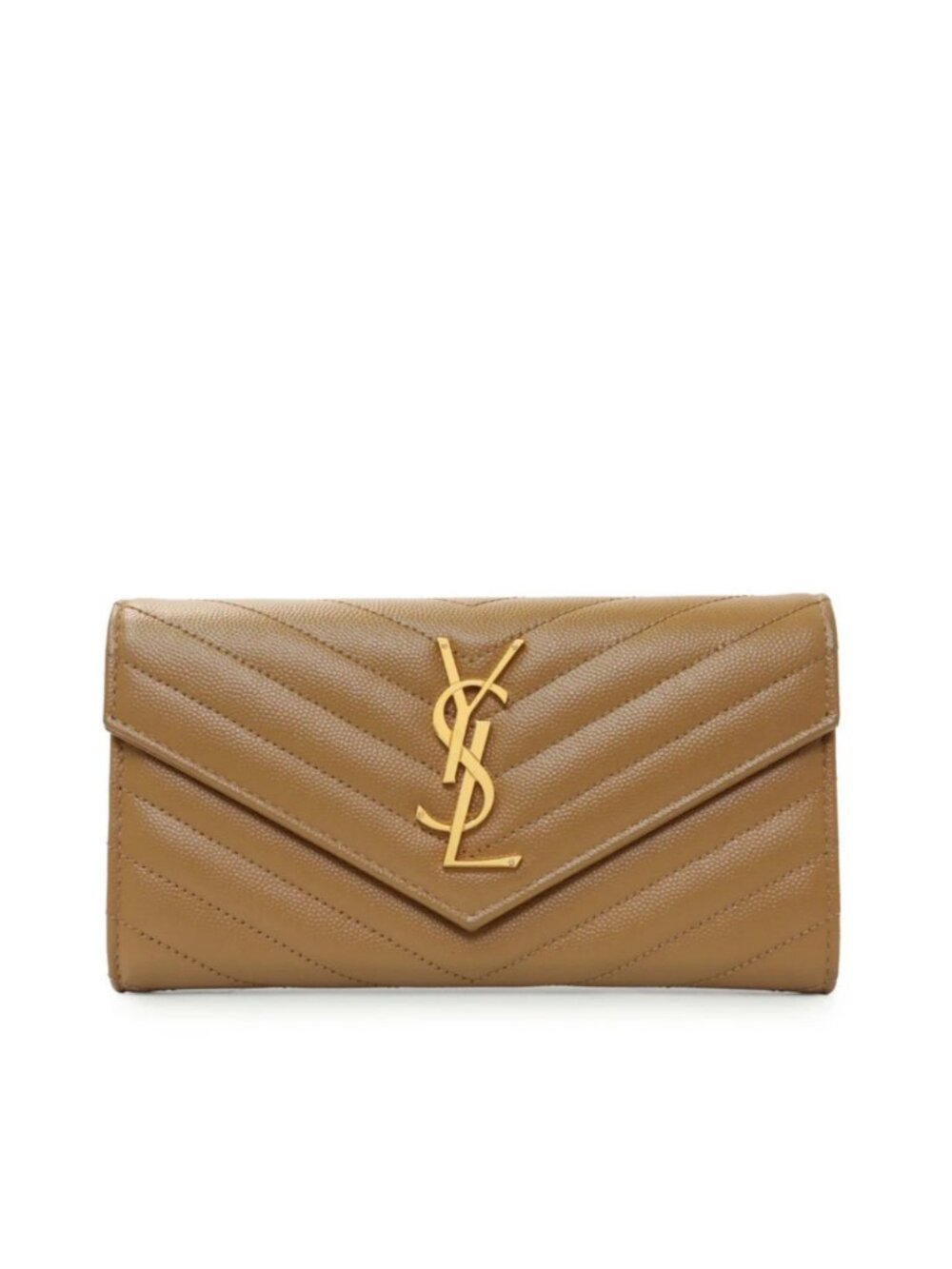 Yves Saint Laurent Grain De Poudre Matelasse Chevron Monogram Flap Wallet